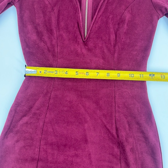 Windsor Plunging Vneck Faux Suede Wine Mini Dress Women's sz. Small - Picture 12 of 13
